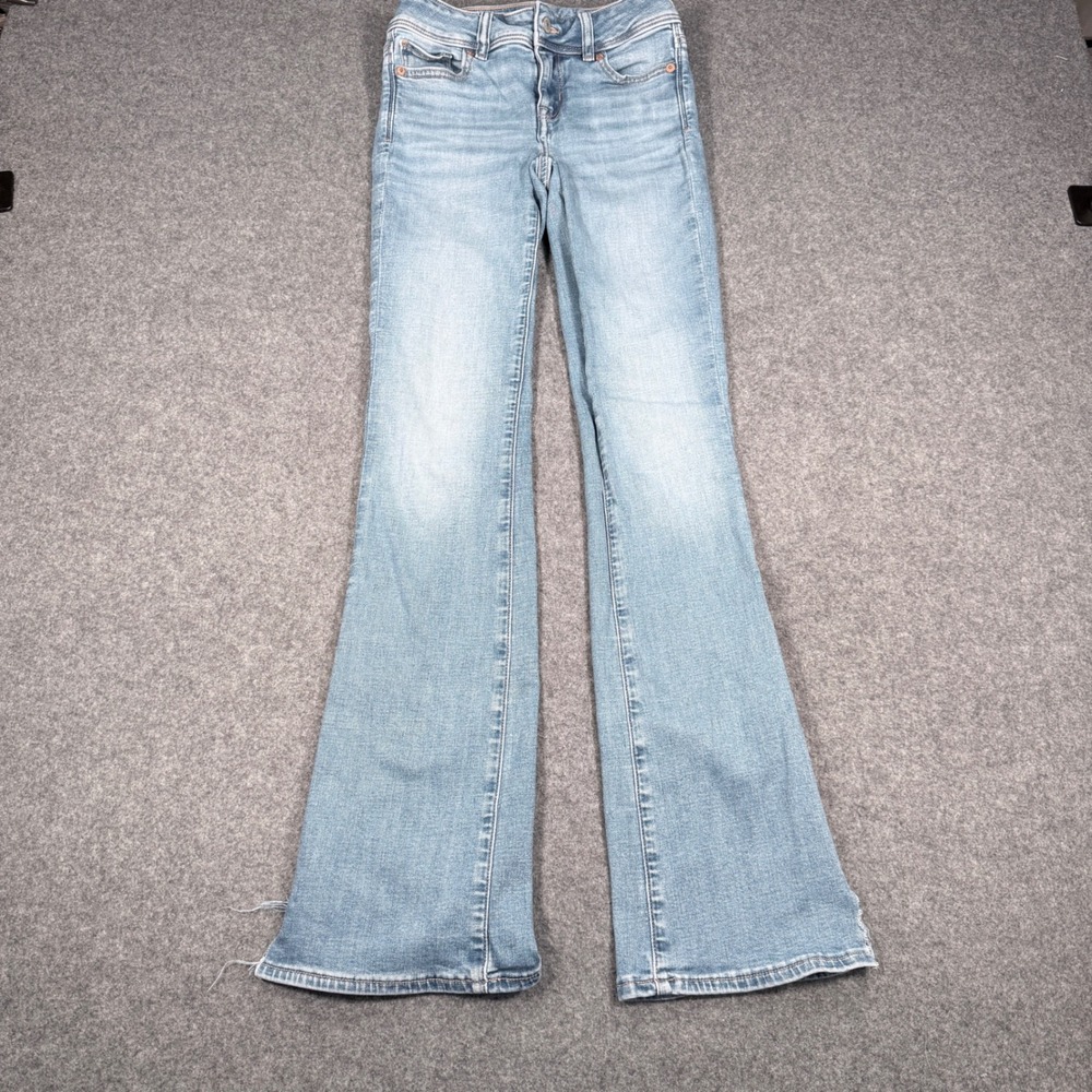 American Eagle Kick Boot Jeans Light Wash Next Level Stretch Size 000 Regular